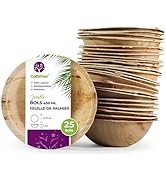 GoBeTree 25 Bols Ronds en Feuille de Palmier de 430ml, Écologiques, Bols Rustiques et Élégants po...