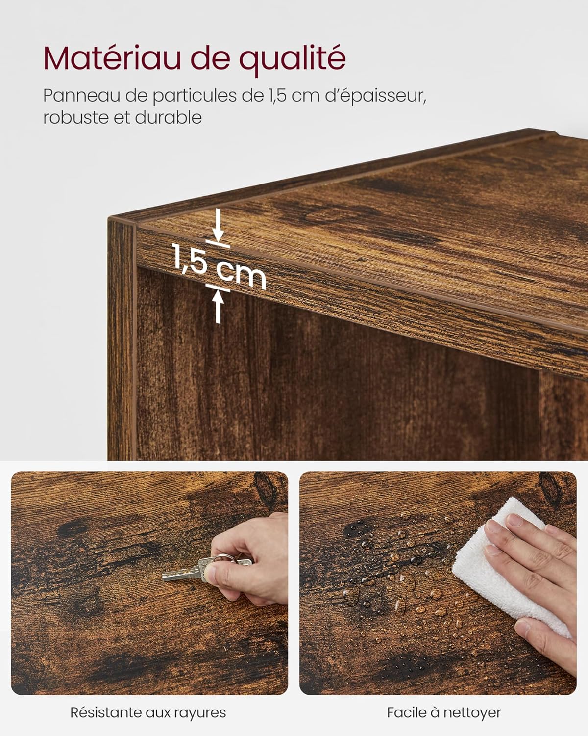 VASAGLE - Bibliothèque (LBC165X01) - 24x60x134,2 cm - 5 niveaux, marron rustique