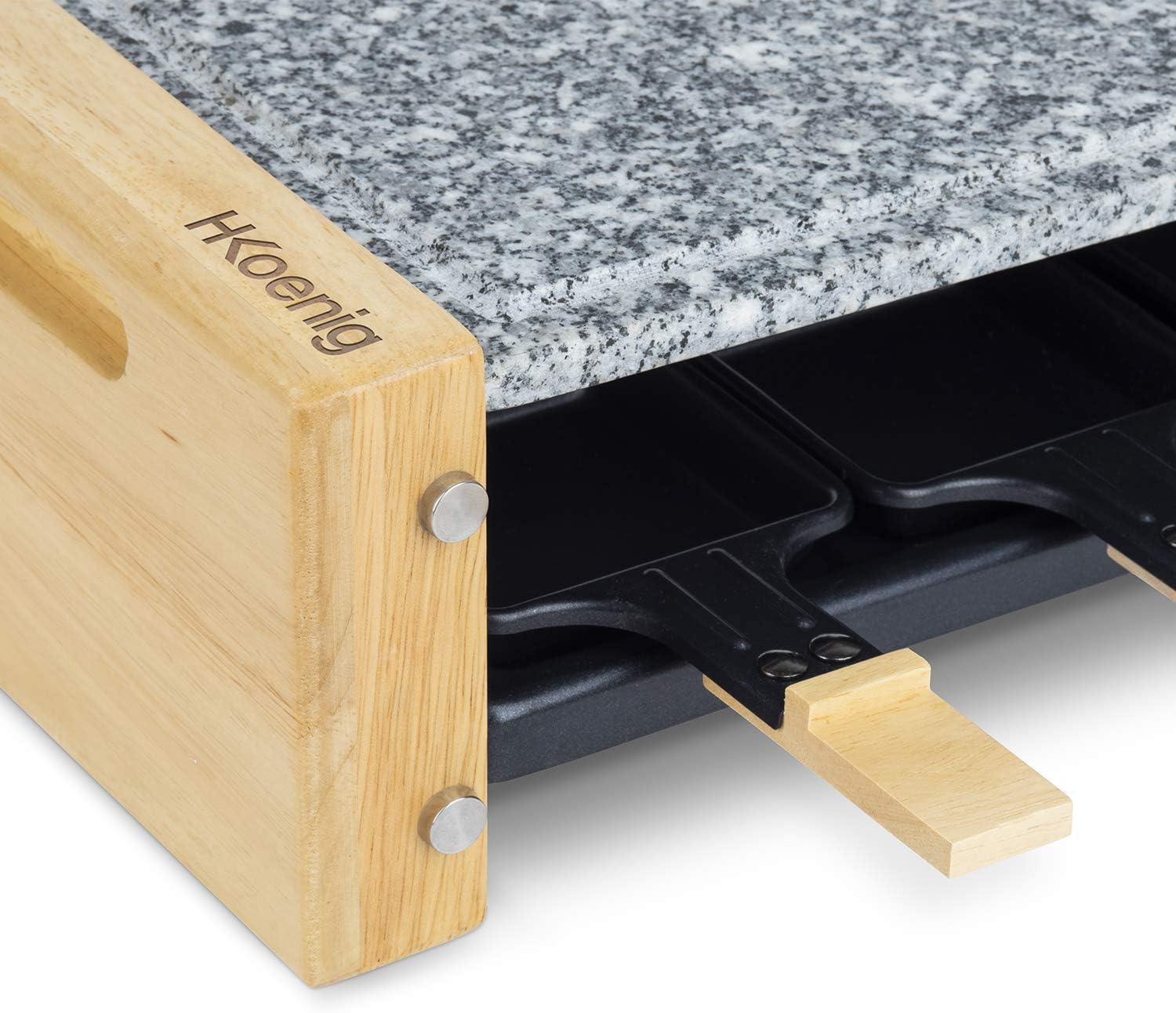 H.Koenig - raclette multifonction 6 personnes, pierre granit, bois, fondue, 900W, WOD6