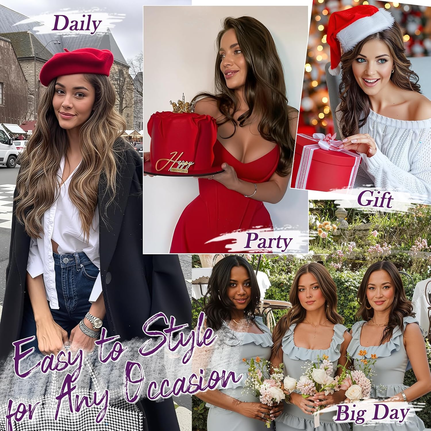 BARSDAR - Châtaigne Extension à Clip - 50cm - Ondulées, 5PCS, synthétique