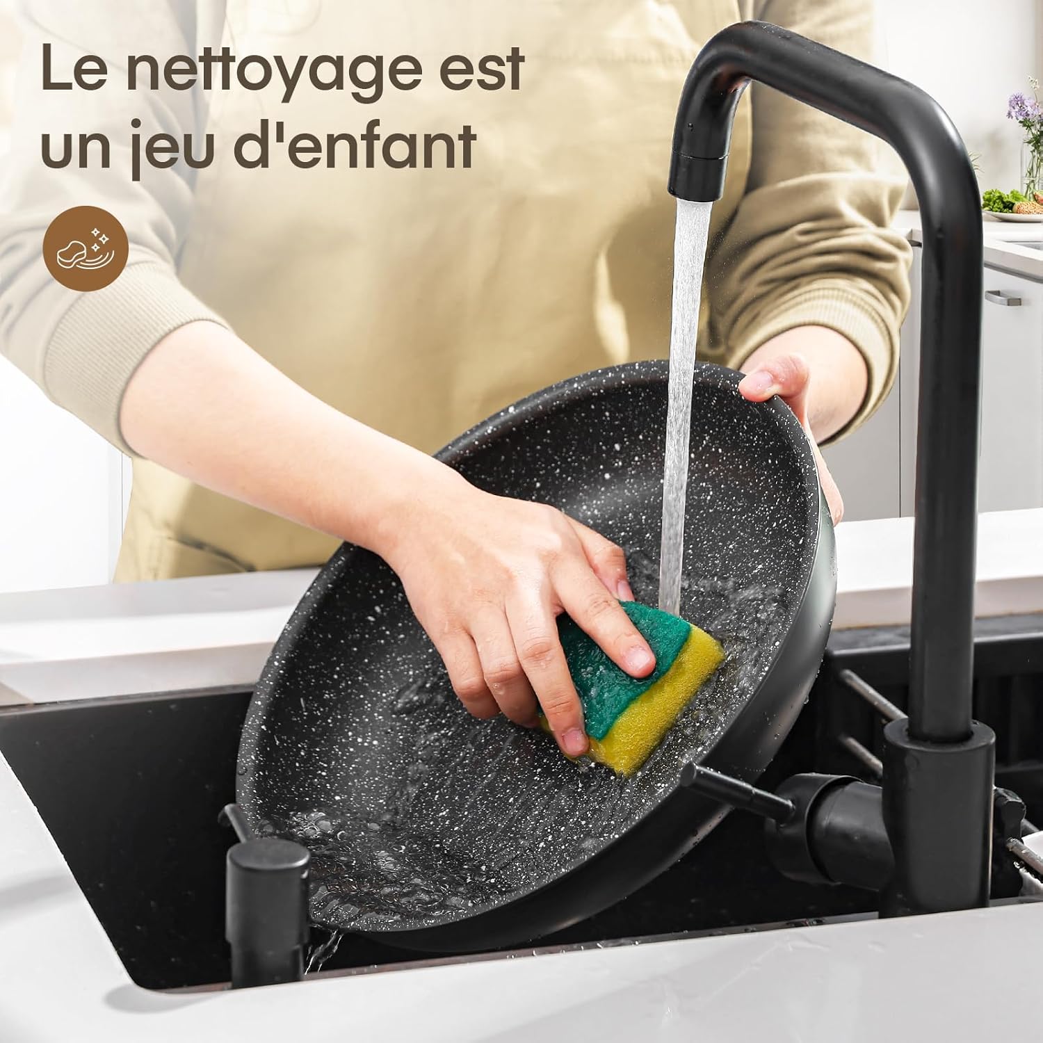 Fadware - lot de poêles 20/24/28 cm - poignée amovible, induction, antiadhésif