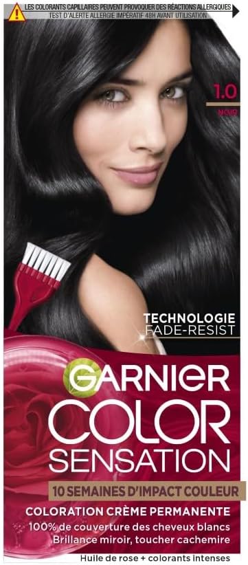 Garnier - Color Sensation - crème permanente - noir intense, couvre 100% cheveux blancs, tenue 10 semaines
