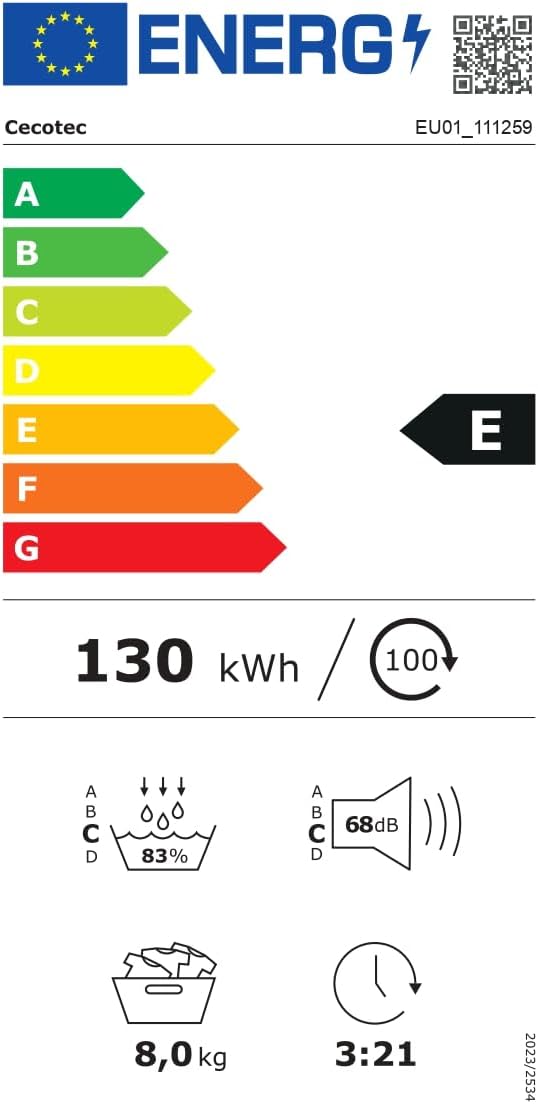 Cecotec - Bolero DressCode Dry 8400 - sèche-linge 8kg - pompe à chaleur, Classe A++, 15 programmes, écran tactile, DRY84