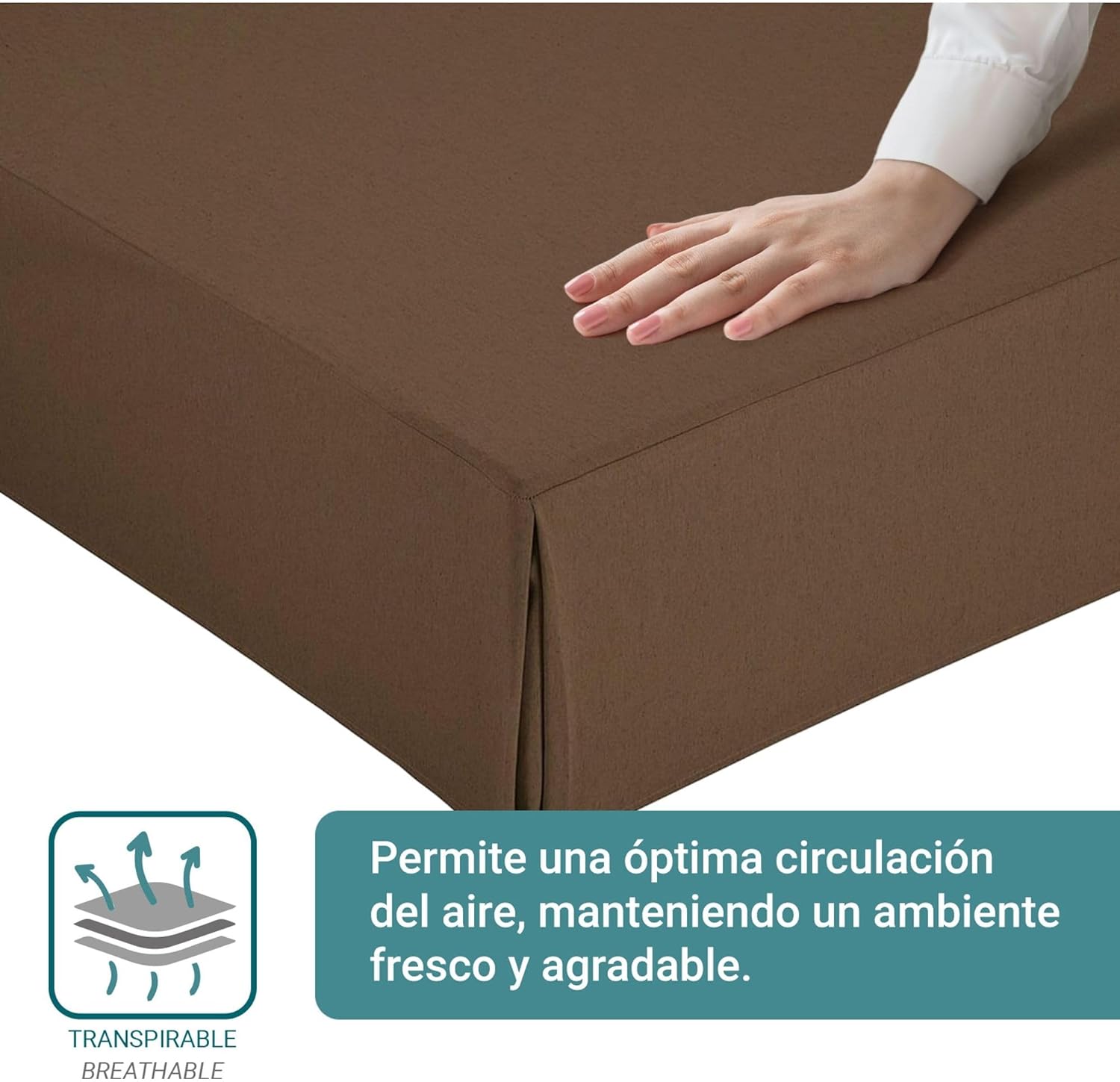 Housse de canapé - 140x190/200cm - marron, antidérapant, respirant, fabriqué en Espagne
