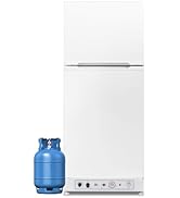 Smad Frigo Gaz 175L(129+46), Frigo Gaz/220V avec Congélateur, Réfrigérateur Camping Gaz, Silencie...