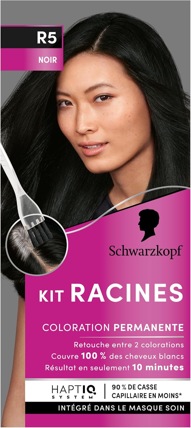Schwarzkopf - Kit Racines coloration permanente - huile nourrissante, retouche racines, couvre cheveux blancs - Noir - R