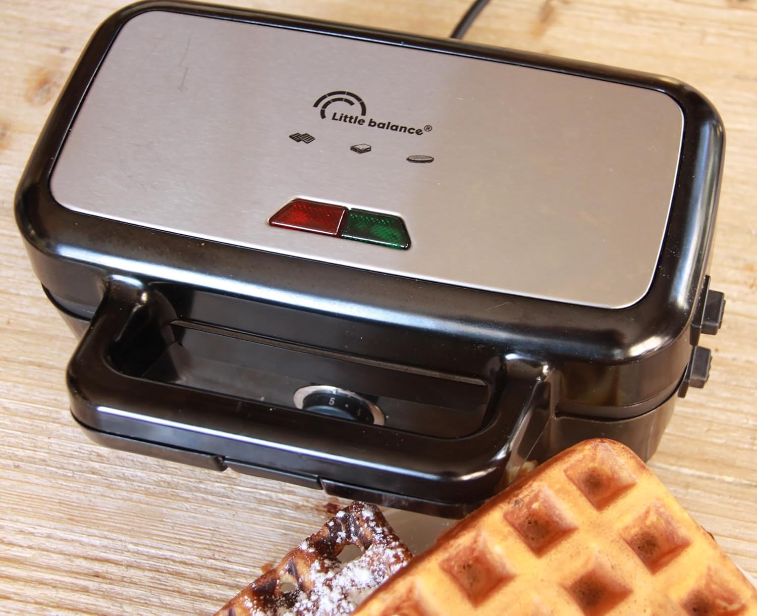 Little Balance - gaufrier/grill 2en1 inox, 1200W, plaques amovibles, 8368