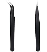 Lot de 2 pinces à épiler acier inoxydable pour extensions de cils, pointes droites et incurvées, ...