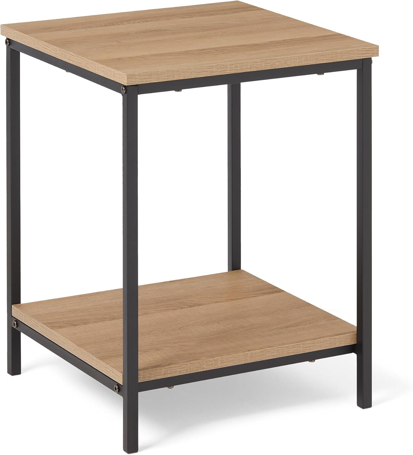 mx-dealz Basics - Table d’appoint carrée 40x40x51cm - chêne, étagère inférieure, cadre acier