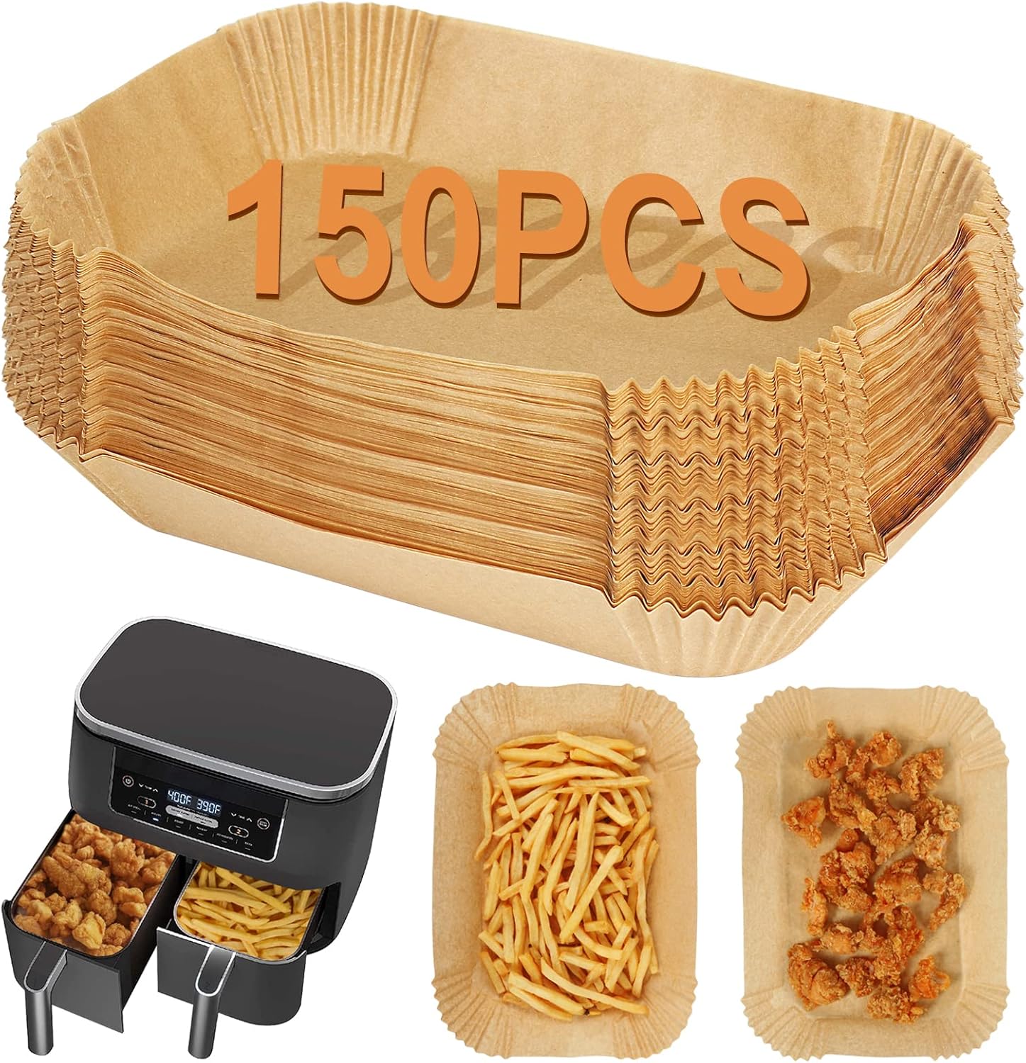BYKITCHEN - papier cuisson air fryer - 150 pièces, 9,5L/7,6L, accessoire compatible grande capacité, AF300EU/AF400EU/SL4