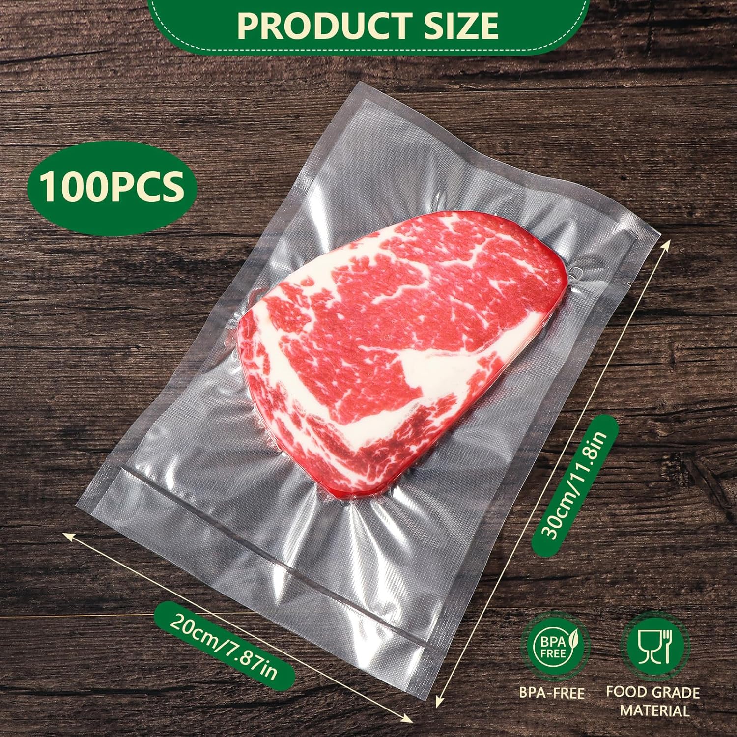 Vinabo - sacs gaufrés - 20x30 cm - 100 sachets sous vide, cuisson