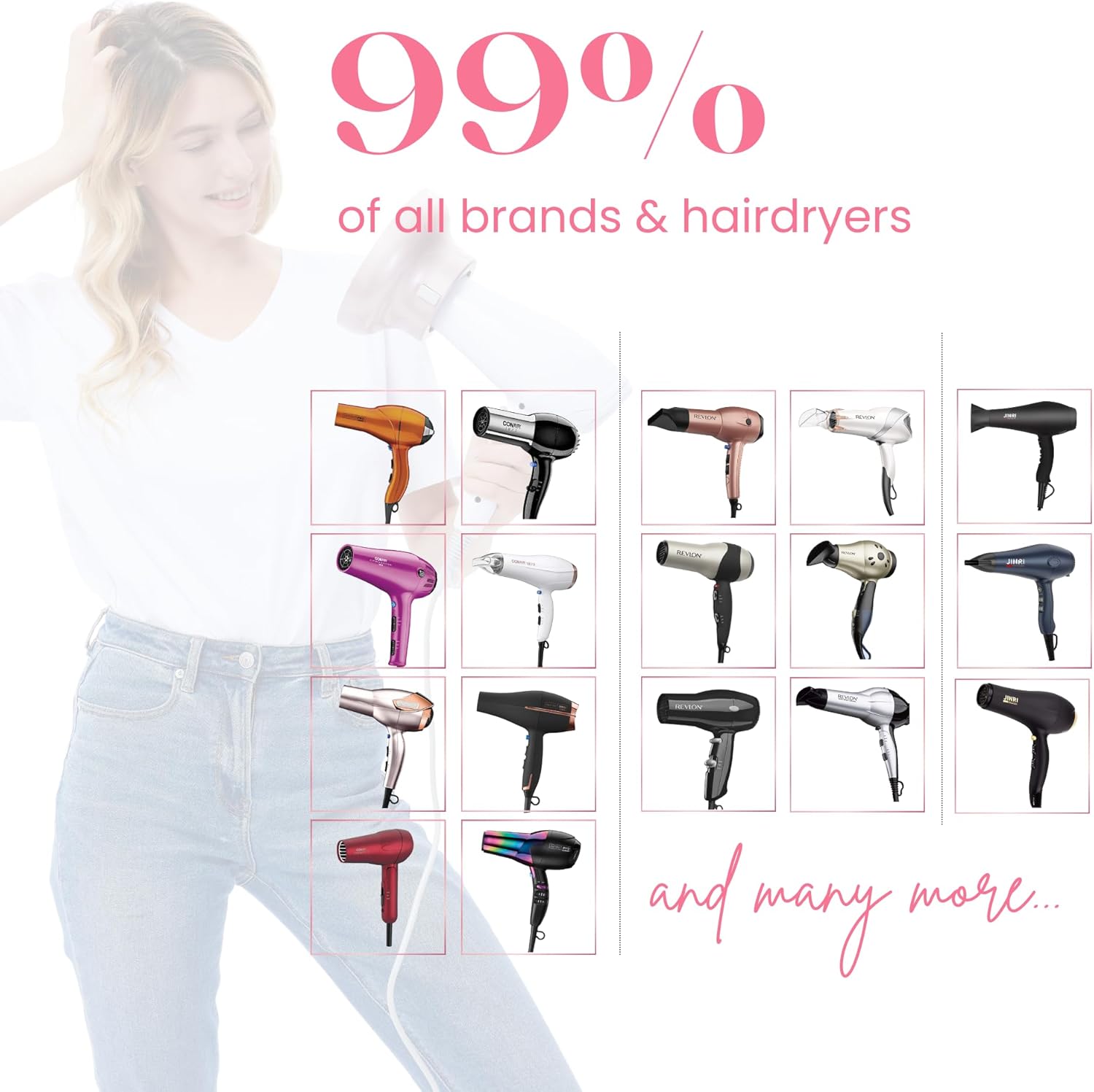 Diffuseur cheveux bouclés - universel, solide, 4.4-6.6cm, anti-frisottis