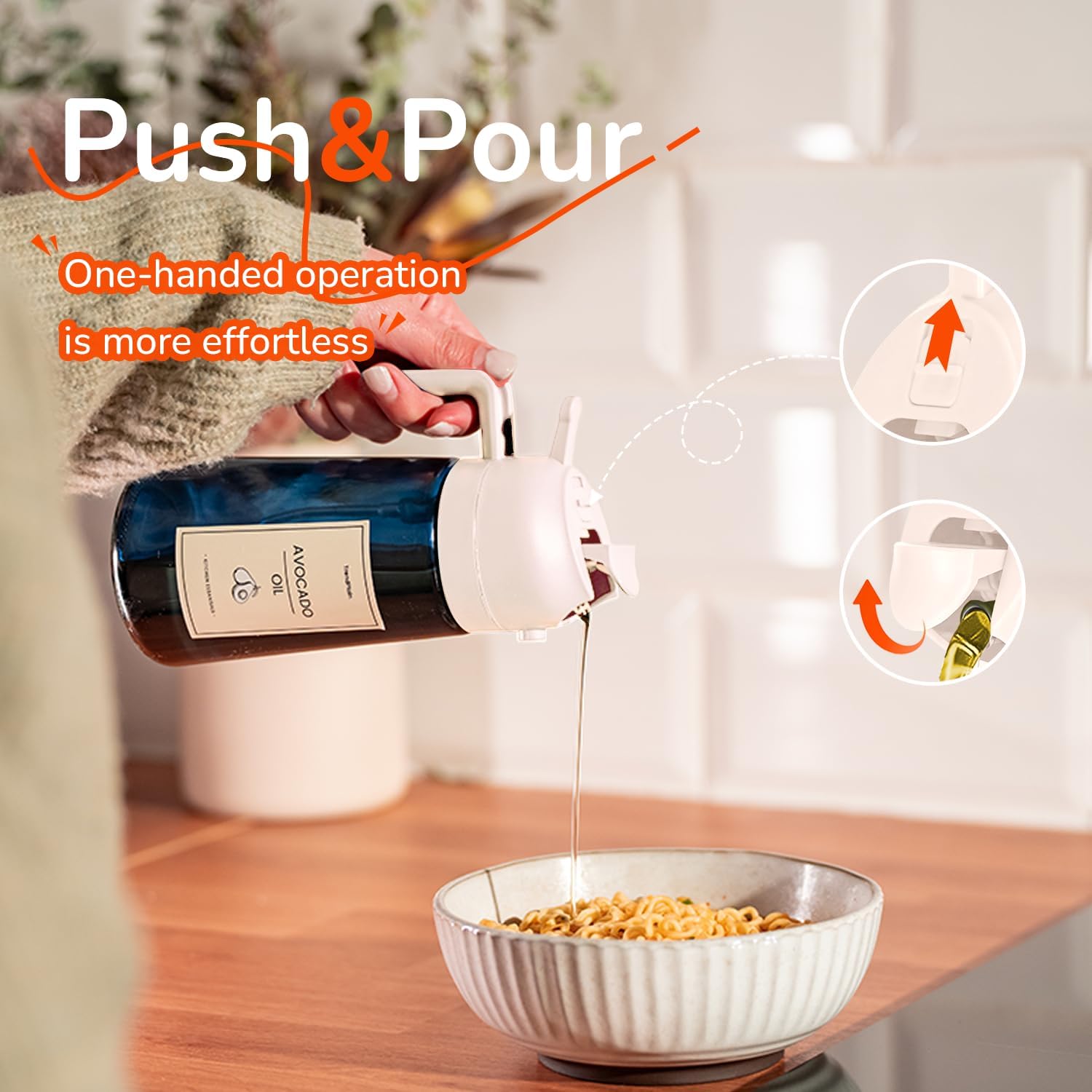 TrendPlain - Spray huile cuisine 470ml - 2-en-1, lot de 2, blanc & vert