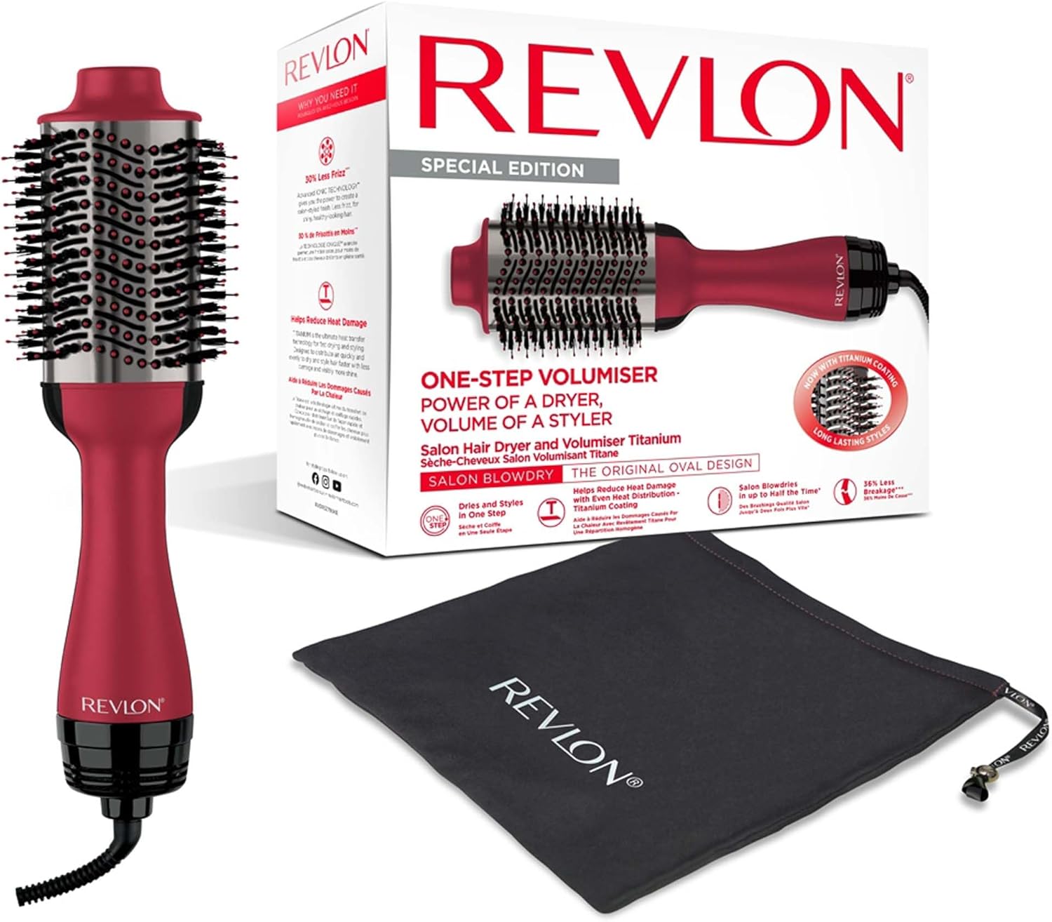 Revlon - Salon One-Step Titane - sèche-cheveux volumisant, adaptateur inclus - RVDR5279UKE
