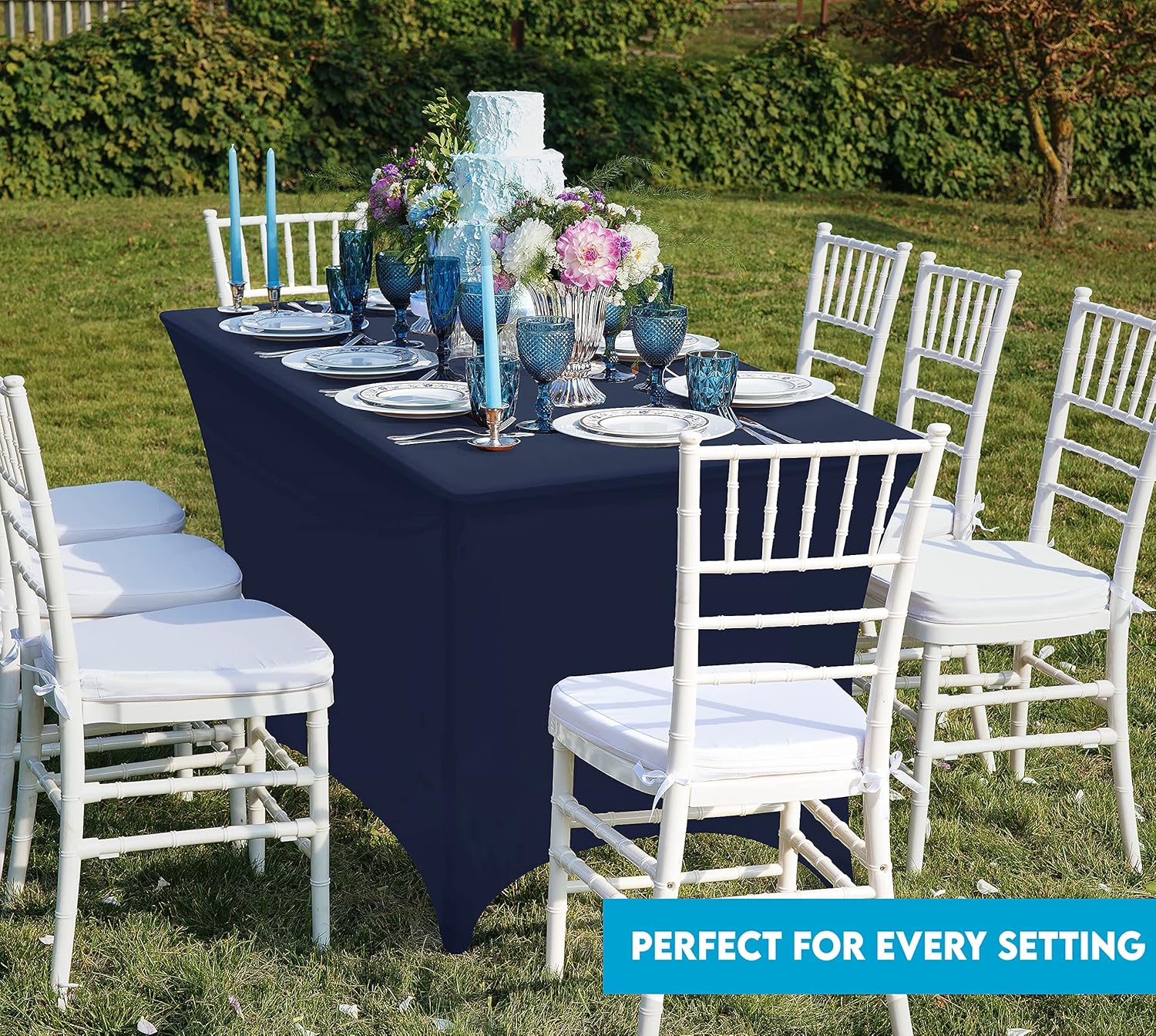 Utopia Kitchen - nappe extensible - 244 cm - polyesther spandex, lavable, infroissable, lot de 2