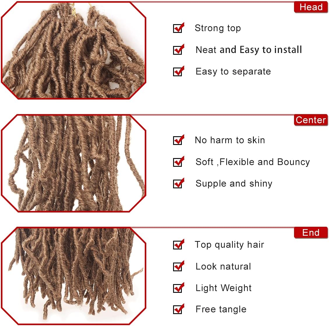 Xtrend - Faux Locs Crochet Braids 36'' - doux, naturels, 5 packs
