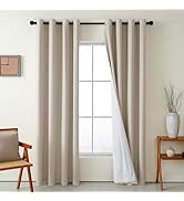 MYSKY HOME - Rideau 100 % opaque - Avec œillets - Rideaux occultants - Mélange de lin - Thermique