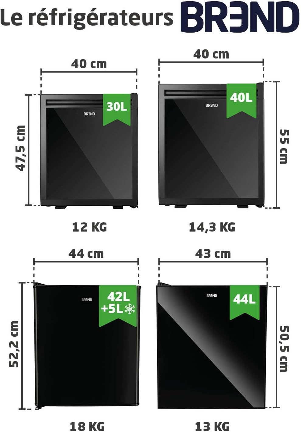 BREND - mini réfrigérateur 30L, porte réversible, table-top, BR-2225