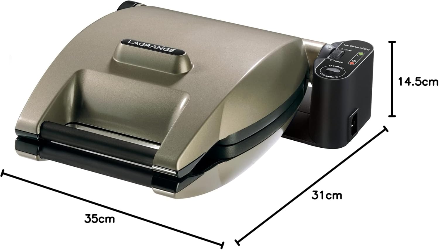 LAGRANGE - Gaufrier Premium - 1200W, plaques amovibles, cuisson personnalisée, réversible, 019422