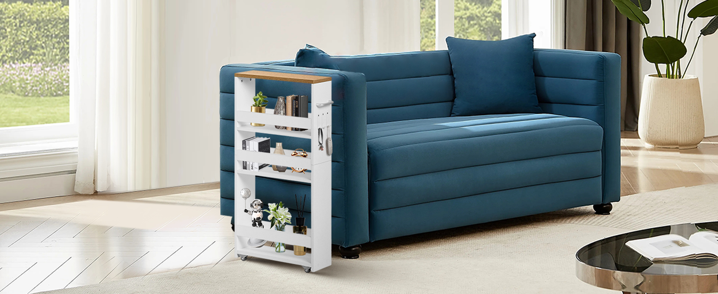 Canapé capitonné bleu marine moderne présenté sous plusieurs angles dans un cadre de salon contemporain avec des murs clairs et du parquet.