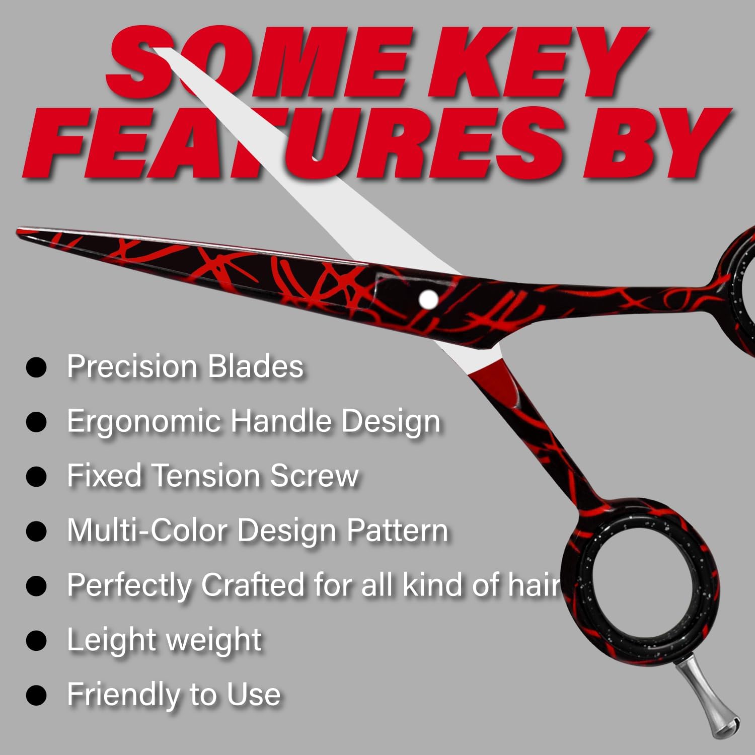 Ciseaux coiffure - acier inoxydable - 6 pouces - professionnels pour hommes et femmes, finition noire feu