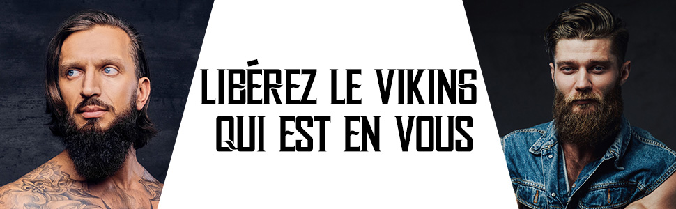 Publicité mettant en scène deux hommes barbus avec un texte en français : « LIBÉREZ LE VIKING QUI EST EN VOUS »