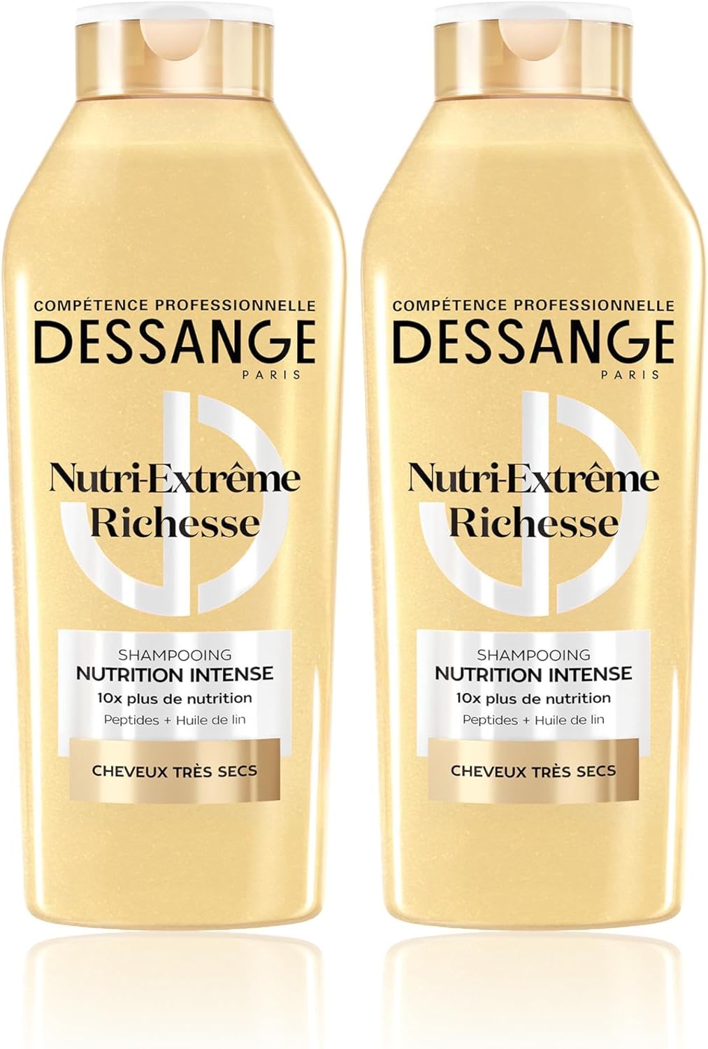 DESSANGE - Nutri-Extrême Richesse - 2 x 280ml - Shampoing nutrition intense, peptides & huile de lin, pour cheveux très 