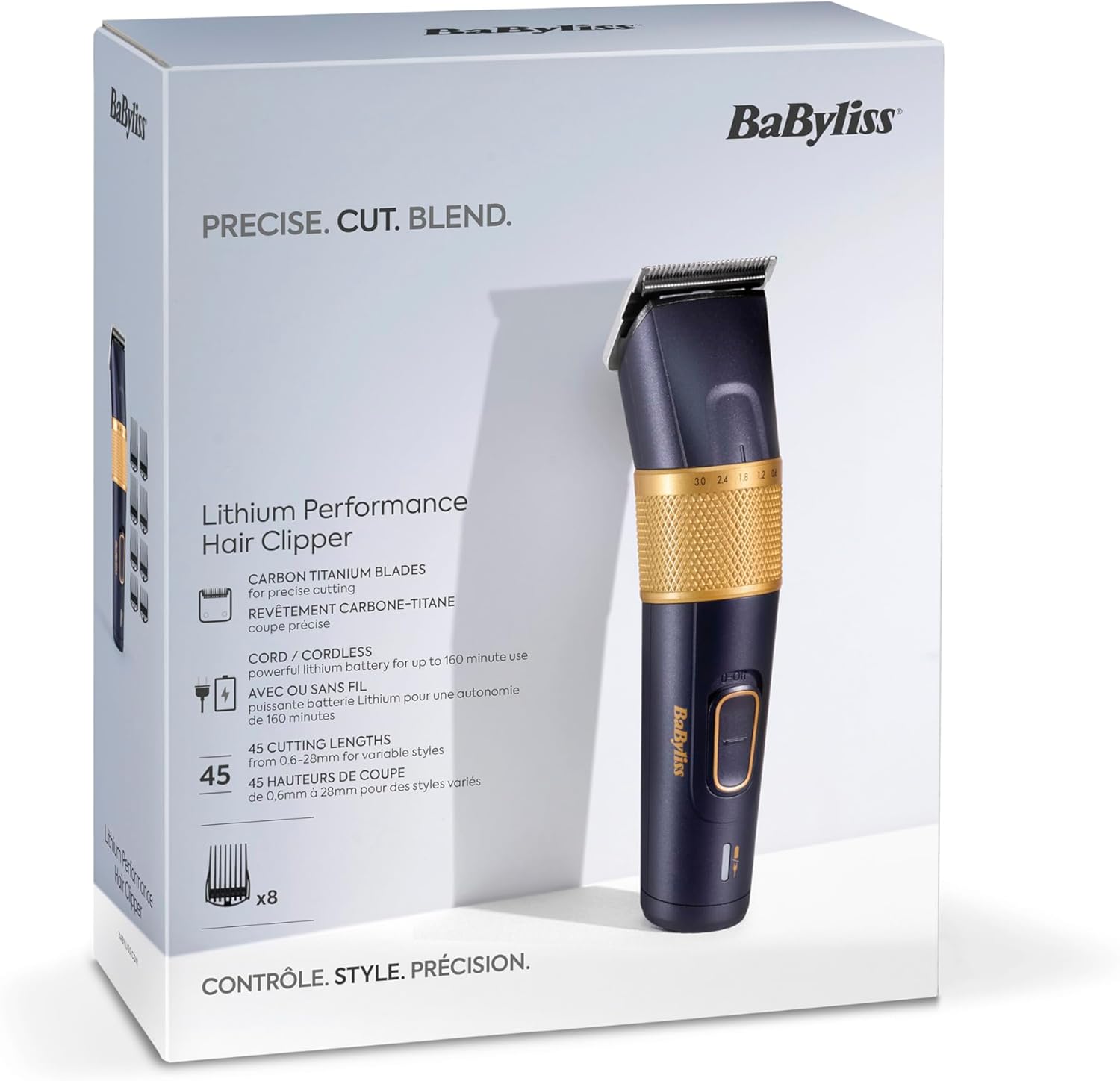 BaByliss - Tondeuse Lithium, pro sans fil, 45 longueurs réglables, E986E