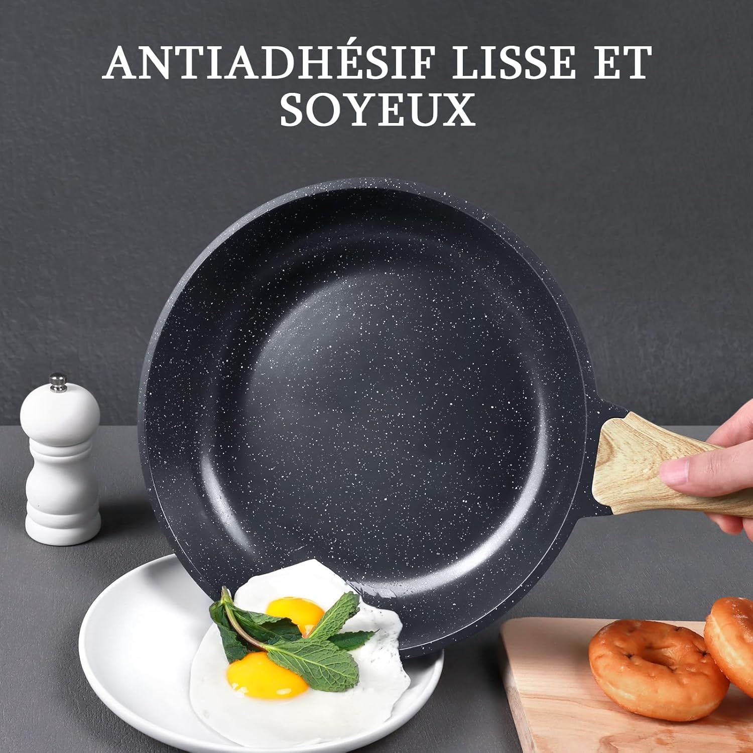 GiPP - Poêle granit série saine - 28cm - Antiadhésive, induction, PFAS/PFOA free