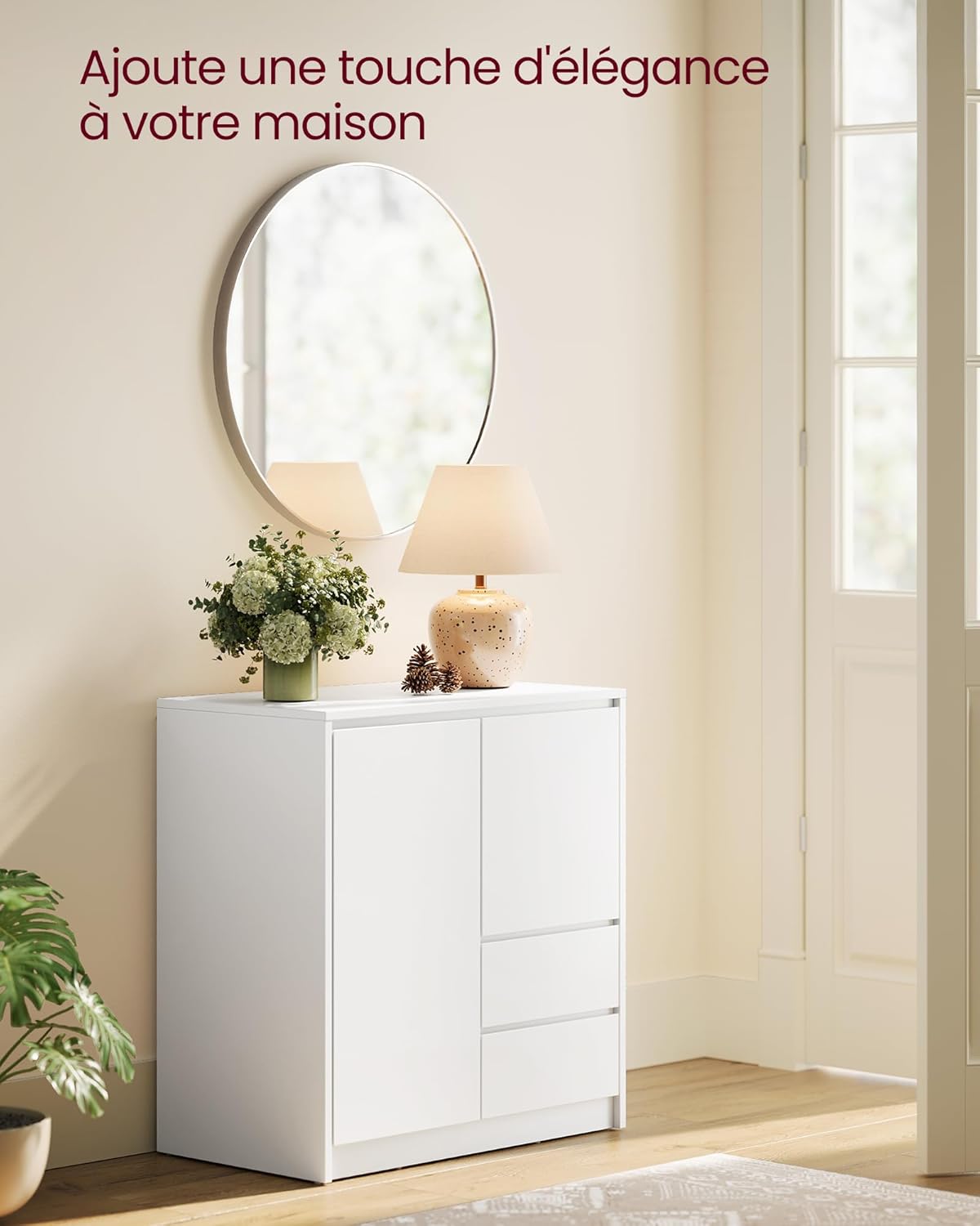 VASAGLE - buffet moderne, 40x70x74,5 cm, porte, étagère réglable, BBK243W01V1