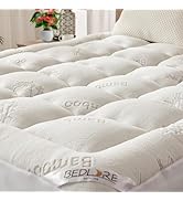 BEDLORE Surmatelas 160x200 cm Matelassé, sur Matelas 2 Personnes en Viscose de Bambou Respirant e...