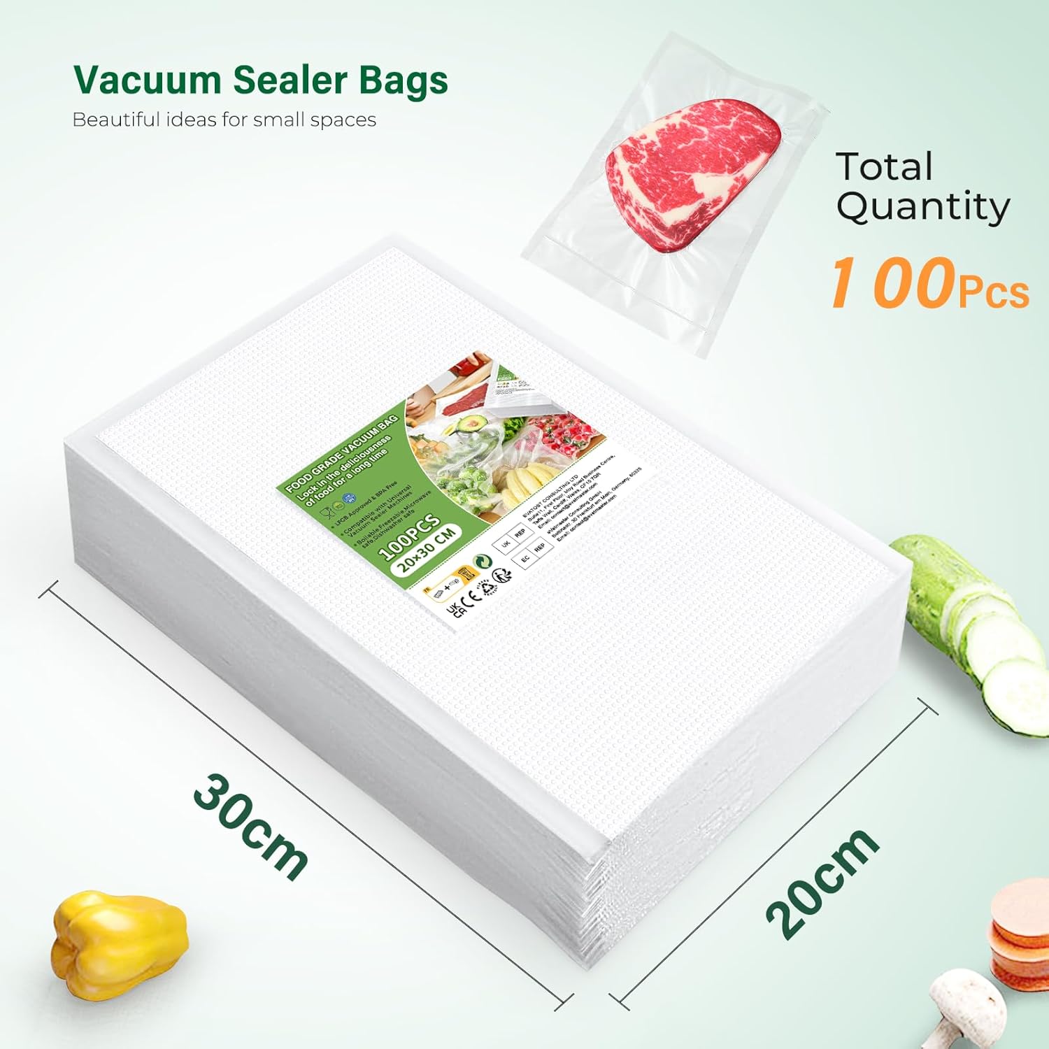 Oderra - Sacs Sous Vide Série 100 - 20x30 cm - Conservation et Congélation