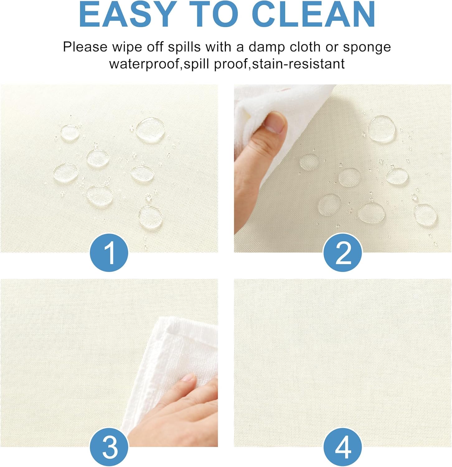 DWCN - Effet Lin rond 180 cm - nappe lavable imperméable champagne