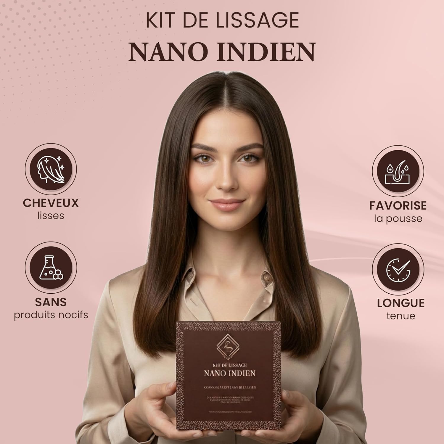 Kit lissage brésilien premium - nano indienne sans formol - huile croissance - longue durée - traitement pro