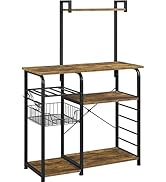 Yaheetech Étagère de Cuisine Industrielle Étagère pour Micro-Ondes avec Panier Grillagé Crochets ...