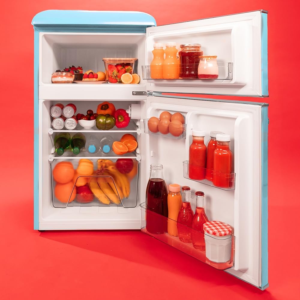 Cecotec - Bolero CoolMarket 2D Origin 86 - 86L, 2 portes, No Frost, 89,3x48,7cm, lumineux, bleu