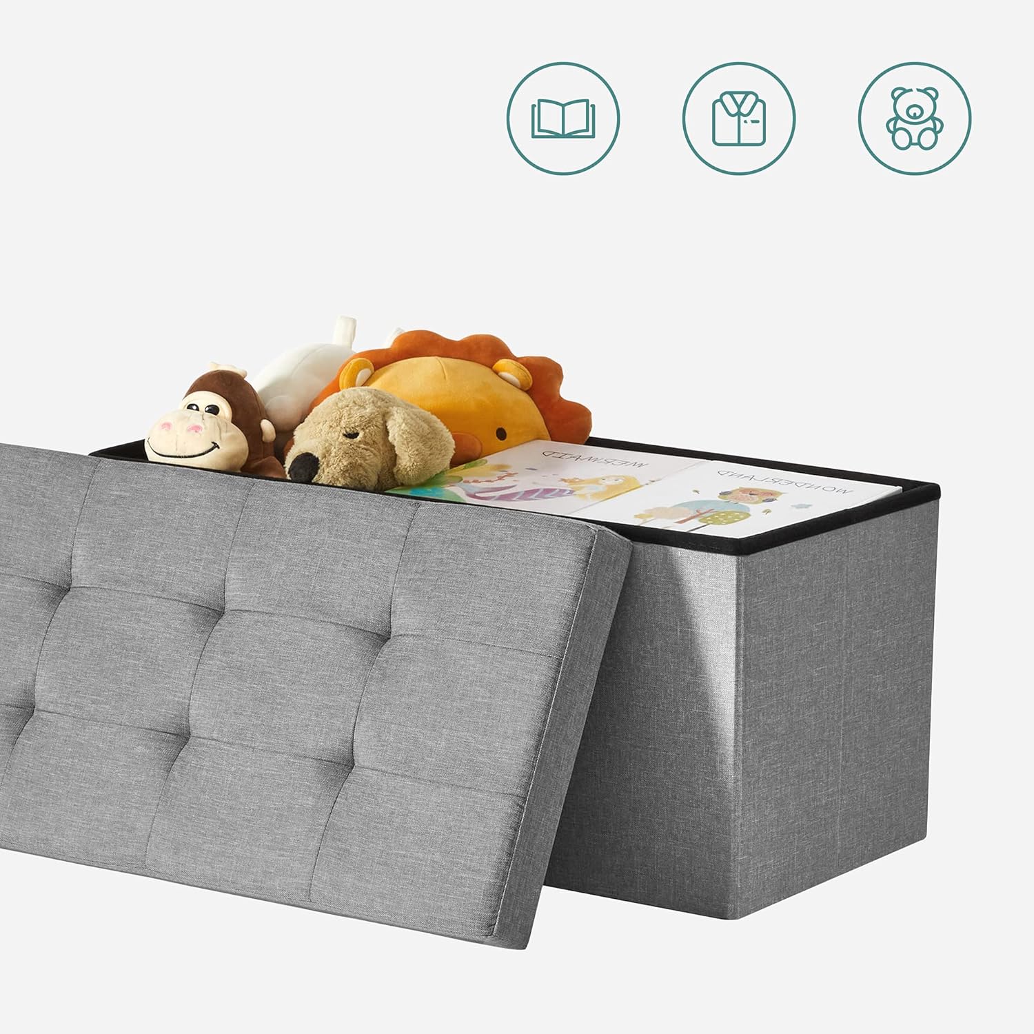 SONGMICS Mazie Collection - banc pliable 76 cm - rangement, montage facile, LSF47G