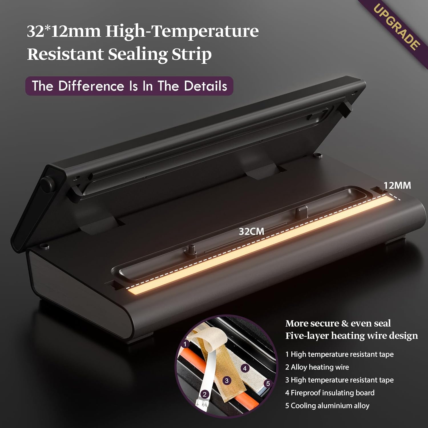 Mesliese - Machine Sous Vide 6-en-1, compacte, 90Kpa, gris, 2 rouleaux, 5 sacs