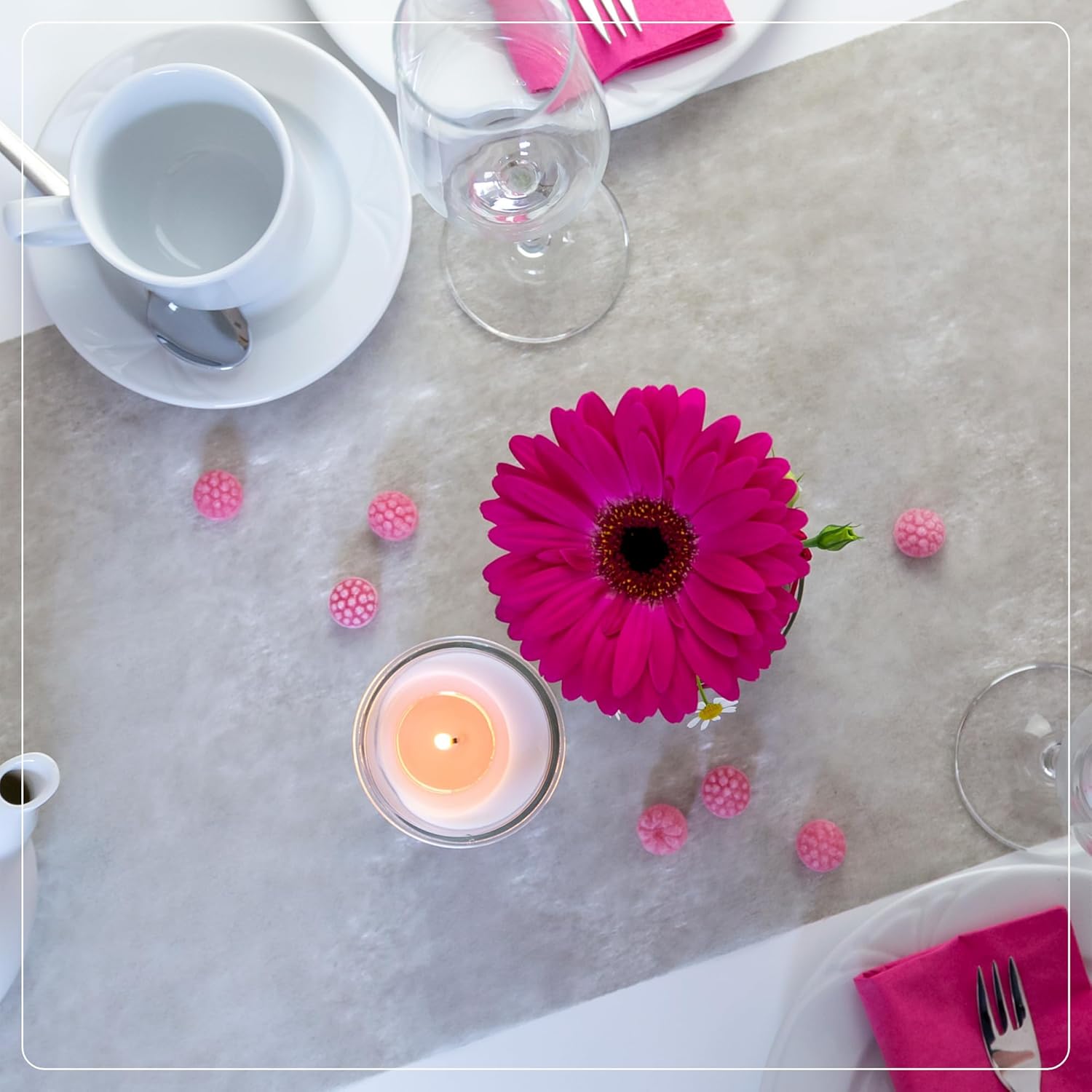 100%Mosel - Chemin de table non-tissé, gris 30x2500cm, décorations occasions