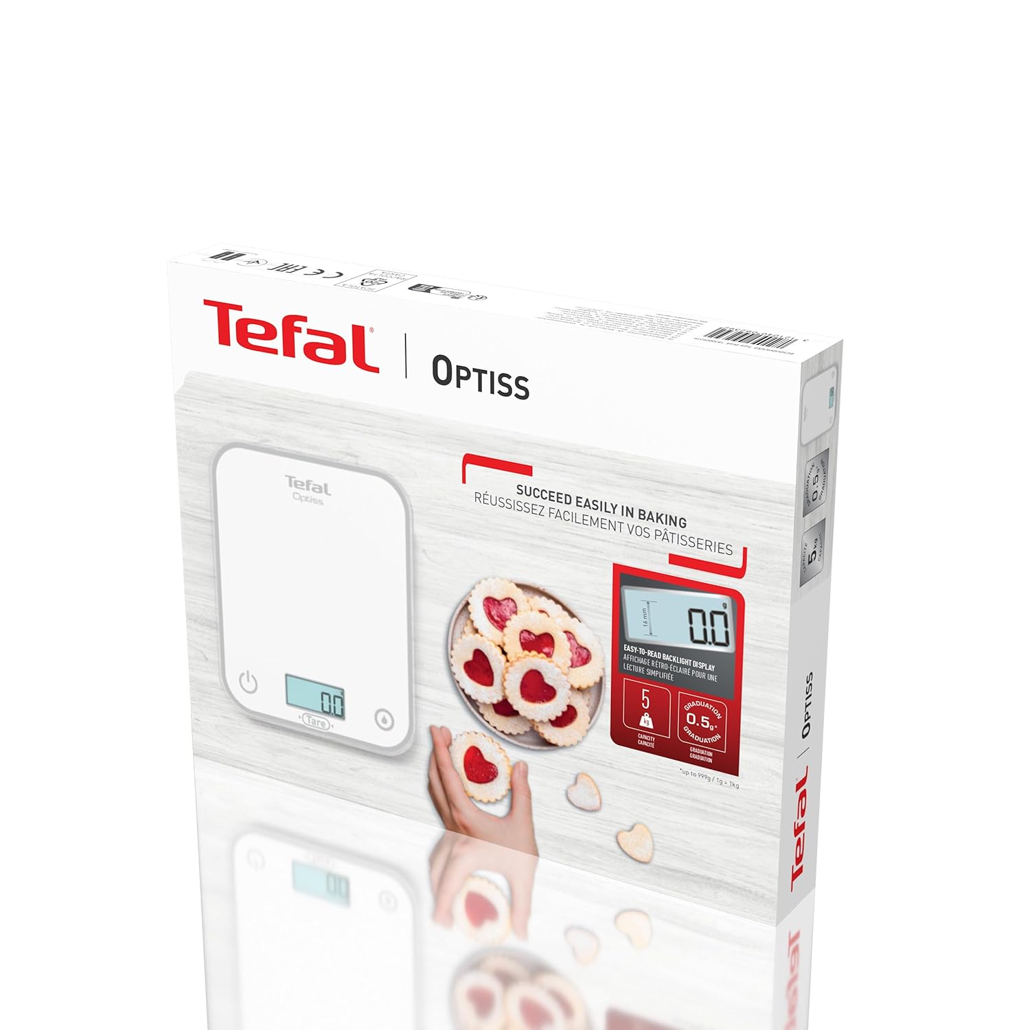 Tefal - Optiss balance de cuisine 5kg - écran LCD, anti-rayures, BC50U0V0