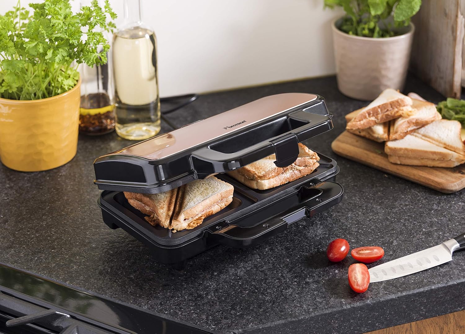 Bestron - Croque-monsieur Copper Collection - 2 sandwichs - antiadhésif, température automatique, indicateur