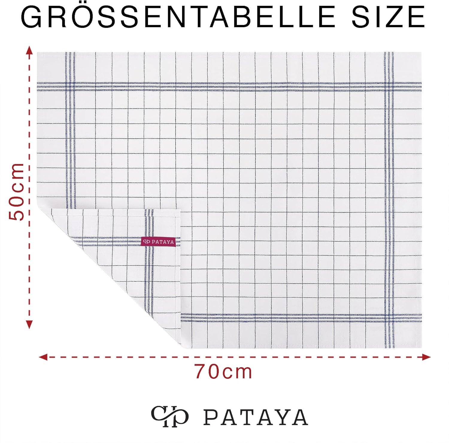 Pataya - torchons de cuisine lot de 10 - 50x70 cm - coton bleu absorbant