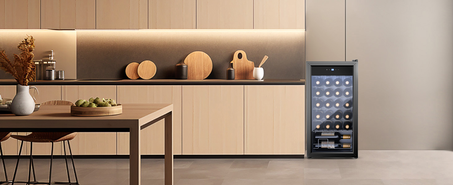 Cave à Vin Réfrigérateur à Vin en Verre