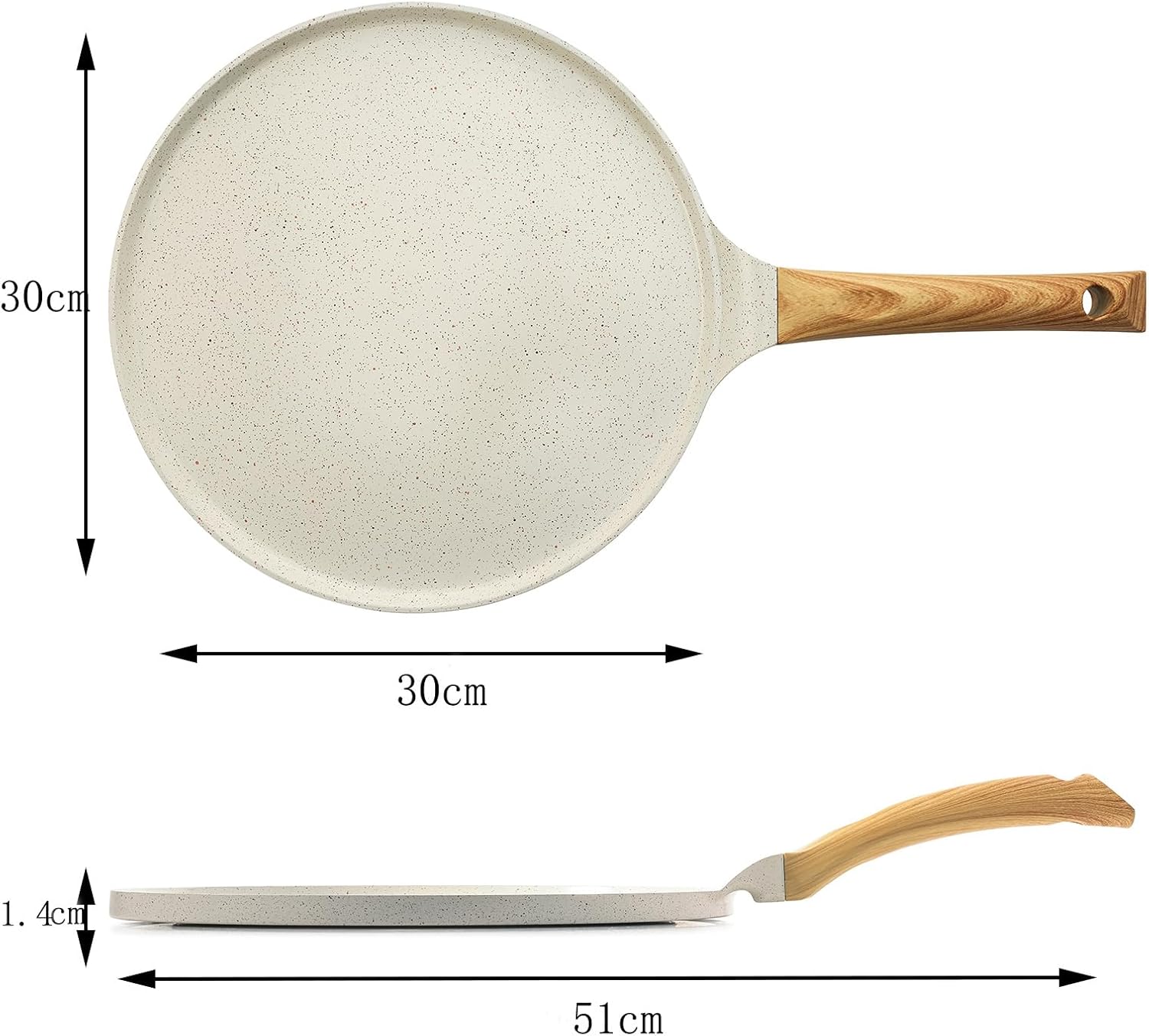 SENSARTE - Poêle à crêpes 30 cm - céramique, induction, manche ergonomique