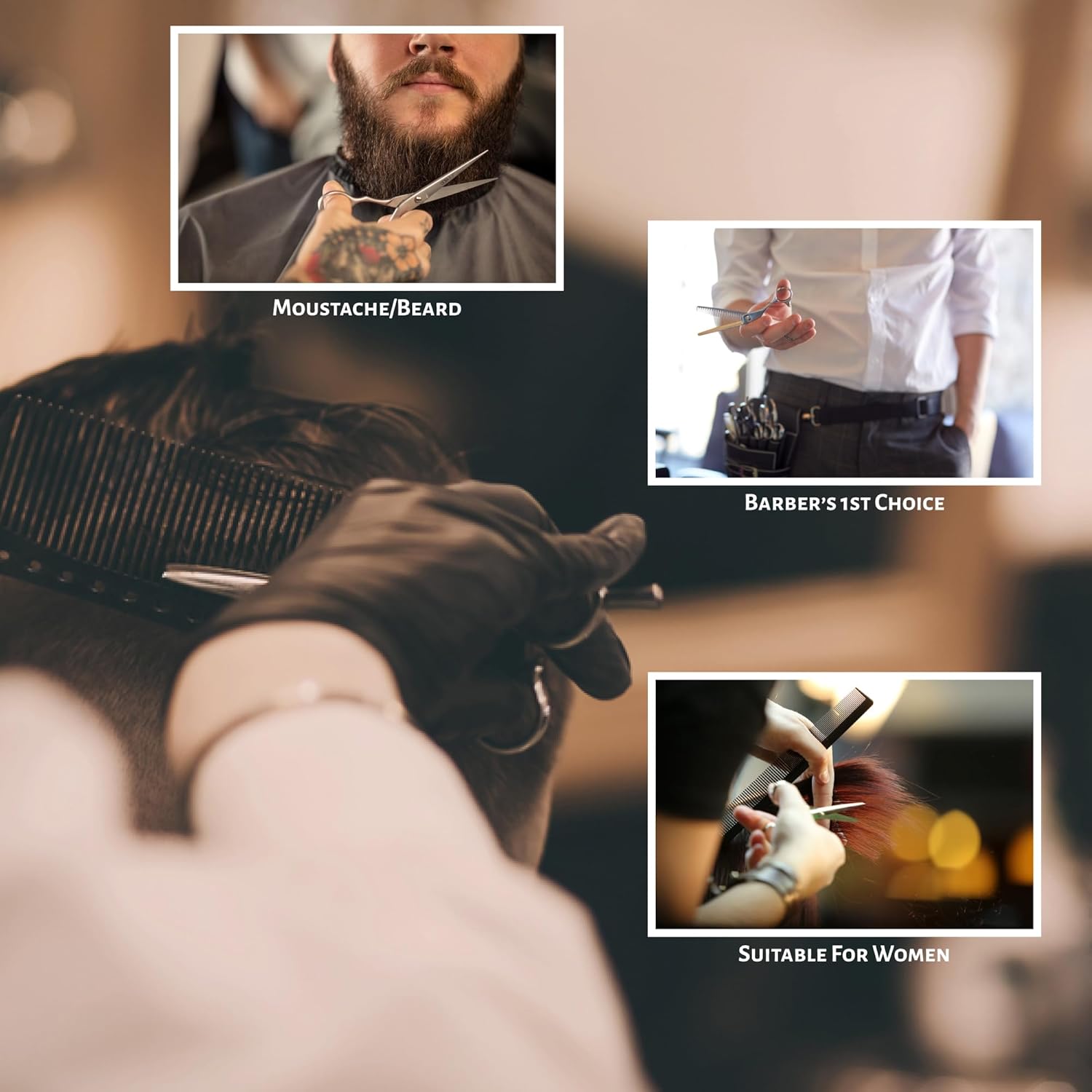 Ciseaux de coiffure - acier inoxydable 6/6,5 pouces - professionnels, noirs japonais