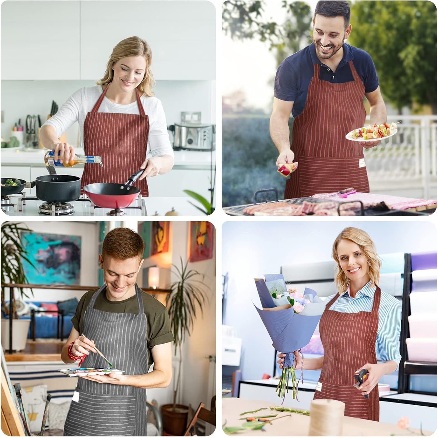Vicloon - tabliers cuisine réglables - 2 pièces - étanches, poches, unisexe
