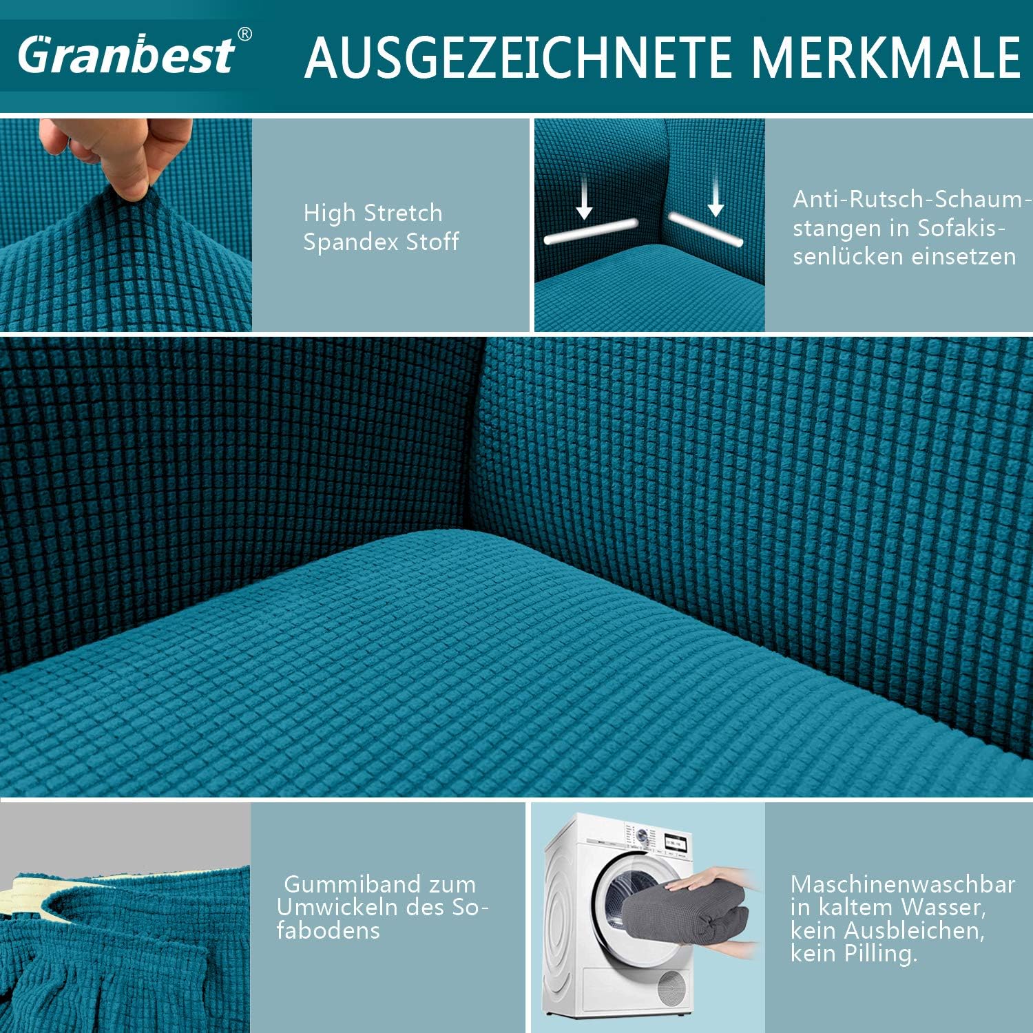 Granbest - Housse Jacquard 4 places - protection canapé salon, animaux