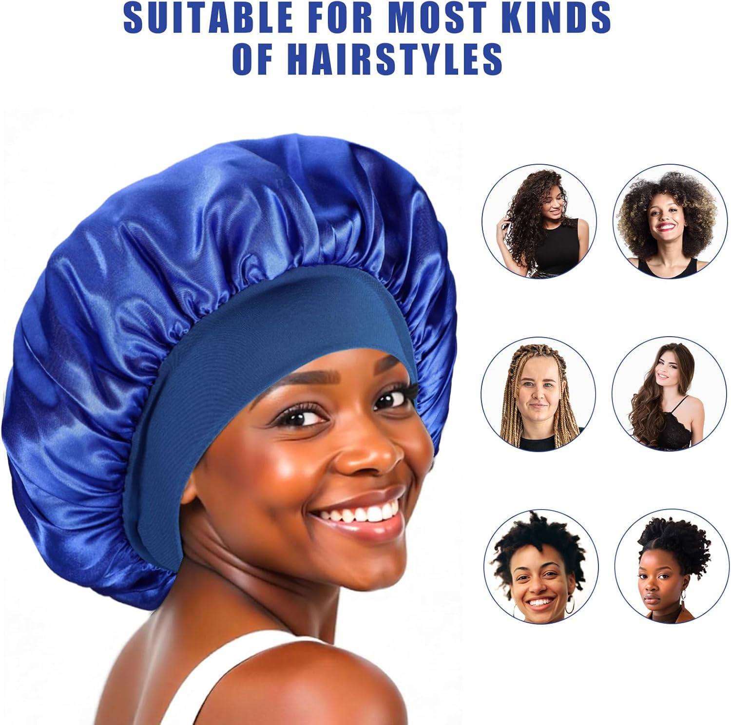 Bonnet Satin Cheveux Nuit - élastique - soin cheveux, protection nocturne