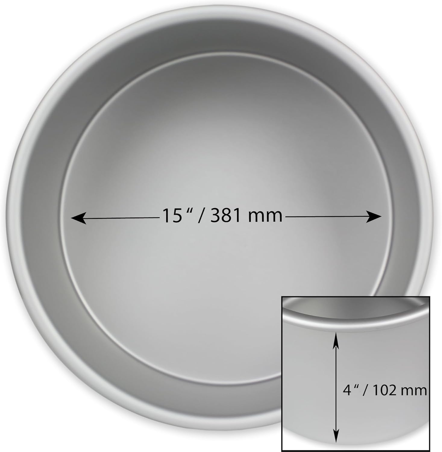 PME - Moule à gâteau rond anodisé - 381x102 mm - aluminium, argent