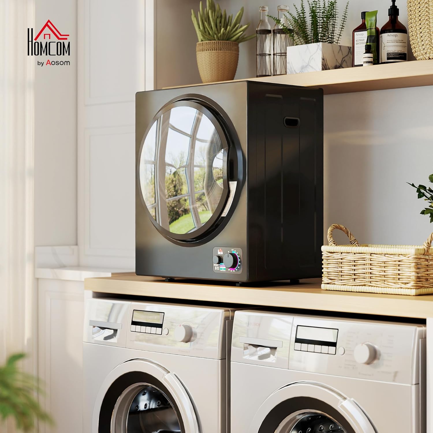 HOMCOM - sèche-linge portable 2,5kg - 850W, 4 modes, inox, mural